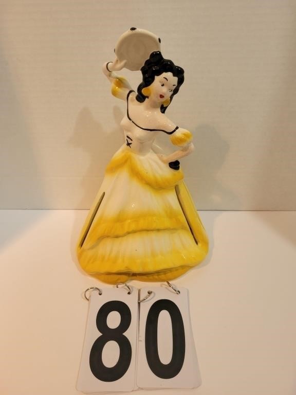 Yellow Napkin Doll W/ Tambourine