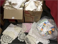 2 Boxes of Assorted Linens: Tablecloths,