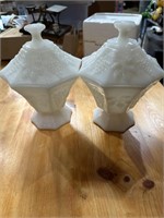 2 Vintage Milk Glass