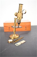1920s English Brass Cased Scholar's Microscope