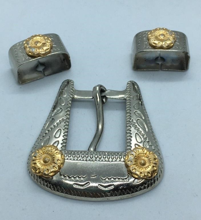 Vintage Belt Buckle Gold Silver Metal Decor Men