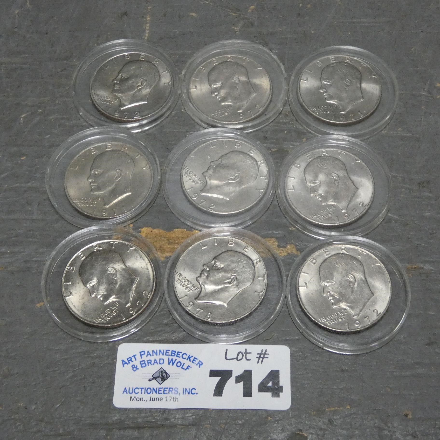 (9) Eisenhower Dollar Coins