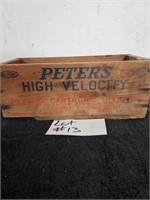 Antique wood PETERS HIGH VELOCITY AMMUNITION BOX
