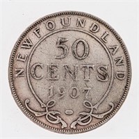 NFLD. 1907 Sterling Silver 50 Cents