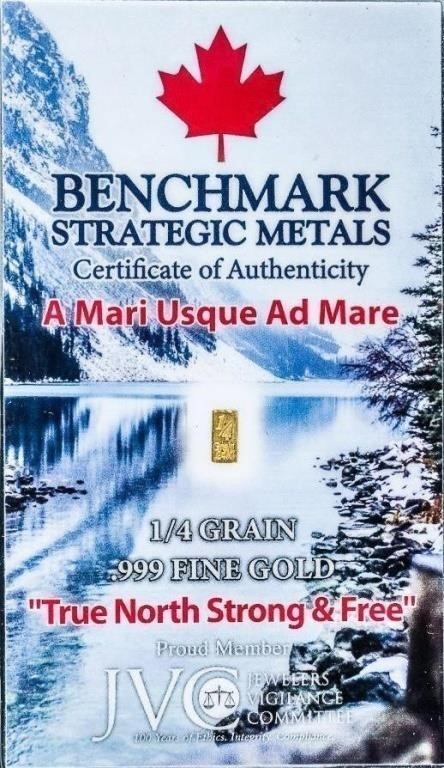 Canada  .999 Fine Pure Gold Fractional Bar Sealed