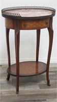 Vintage marble top inlaid French side table with