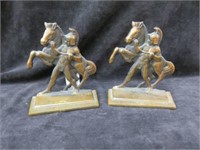 PAIR OF METAL WARRIOR BOOKENDS 6"T