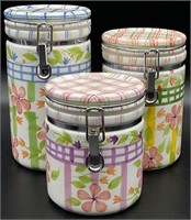 3pc Zrike Ceramic Hand Painted Canister Set