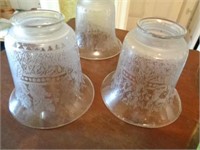 14 Matching Etched Glass Shades - floral pattern