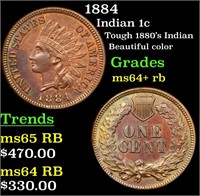 1884 Indian 1c Grades Choice+ Unc RB