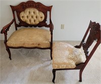 E - LOT OF 2 VICTORIAN PARLOR CHAIRS
