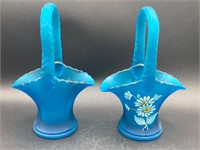 Westmoreland Glass Blue Satin Flower Baskets