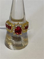 Ring size 7 1/2 w/rubies gold overlay .925
