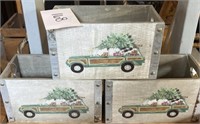 (3) wooden decorative Christmas boxes