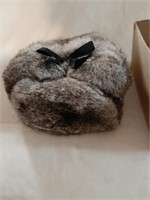 North King natural rabbit fur hat in original box
