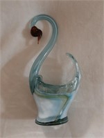 Blown Glass Swan 13"