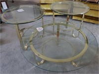 703 - GLASS & METAL COFFEE & 2 ACCENT TABLES