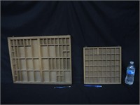 2 WOODEN TYPE TRAYS / SHADOW BOXES