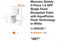 Kohler K-3819-0 Memoirs Toilet (NEW)
