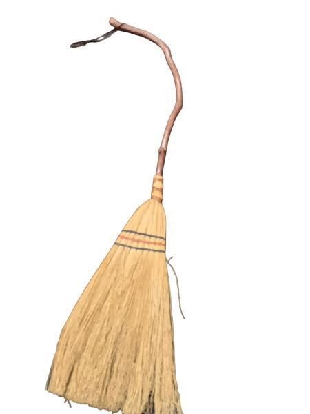 Vintage-Looking Brown and Yellow Straw Broom with