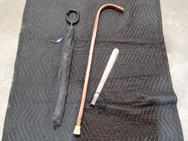 Vintage Cane, shoe horn and umbrella