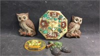 Mid Century Owl Art, Acrylic Art, Wall Clock
