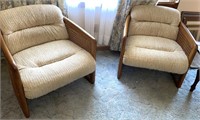 Vintage Pair Wicker Cream Side Chairs