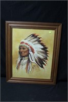 Framed Indian Print Signed Paul Boren