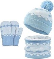 Kids Hat Scarf Gloves Set - 2-6 Years Blue