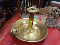 Antique Brass Chamber Candlestick, Sheffield