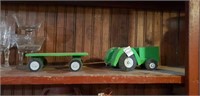 Handmade wood tractor and wagon
Total 18" long