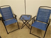 Three piece new camping or patio set two chairs