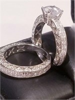 3.50 Ct Princess Engagement ring Wedding set Sz 8