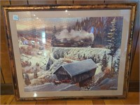 Puzzle winter scene framed pic approx 30*24