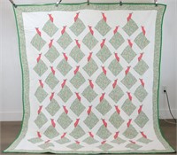 Green & Pink Peacock Quilt