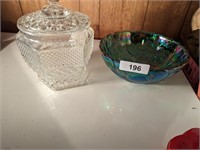 Glass Dish & Glass Bowl w/ Lid