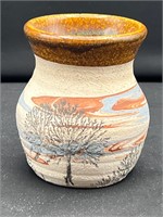 Potters Hand Pottery Earthenware Vase Painted