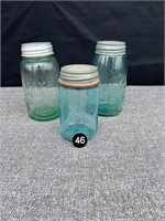 3 Mason Jars w Zinc Lids