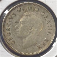 Silver 1951 Canadian dime