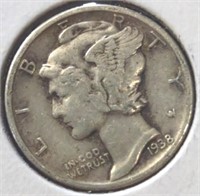 Silver 1938 Mercury dime