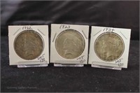 (3) Peace Silver Dollars: