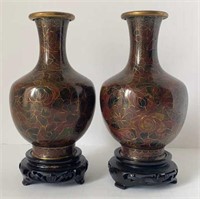 Pair Chinese Cloissone Vases