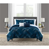C8550 Mainstays Navy Plaid 10 Piece Bed, King
