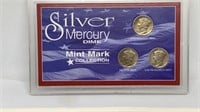 SILVER Mercury Dime Mint Mark Collection 1942-S,