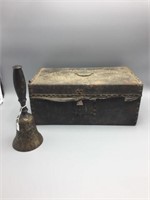 Early leather box and school bell