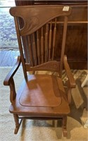 Vintage Red Painted Wood Rocking Chair