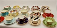 SET OF FIFTEEN ENGLISH CUPS AND SAUCERS