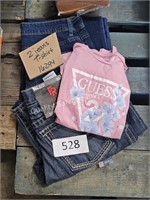 2pr jeans & ladies T-shirt (asst size)