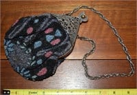 Antique Nouveau Beadwork Clasping Evening Bag