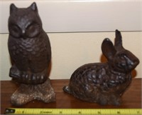 Contempo Cast Iron Decor: Perched Owl & Rabbit